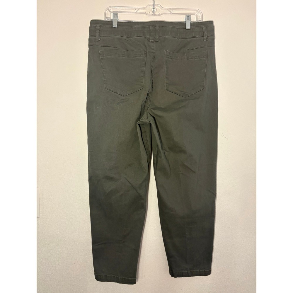 Democracy Ab Tech Pants Womens Sz 14 Olive Green High Rise Tapered Twill Chino - Picture 2 of 11